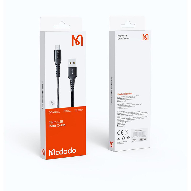 کابل تبدیل USB به microUSB مک دودو مدل CA-2280 طول 0.20 متر