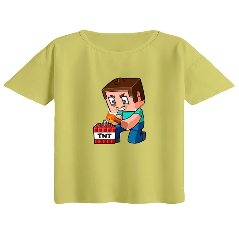 کراپ تی‌شرت آستین کوتاه زنانه مدل ماینکرفت کد۱۵