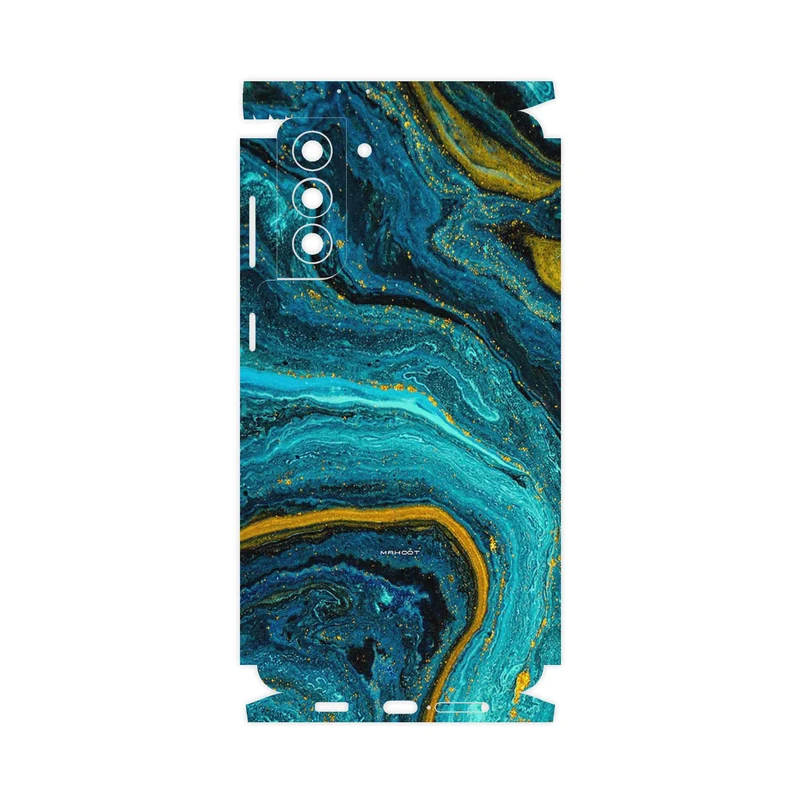 برچسب پوششی ماهوت مدل Turquoise marblewith golden streaks-FullSkin مناسب برای گوشی موبایل سامسونگ Galaxy S21 Plus 5G