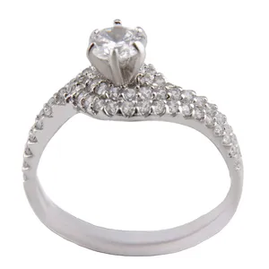 انگشتر نقره زنانه بازرگانی میلادی مدل نگین برلیان اتمی ابکاری رادیوم طرح نامزدی کد AWR_1436