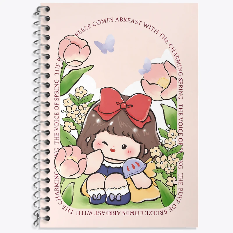 دفتر زبان 50 برگ خندالو مدل دو خط طرح دخترانه کیوت کد N3920