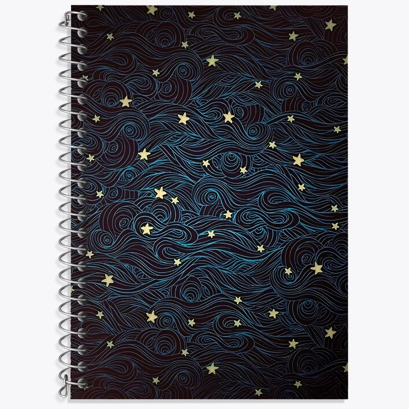 دفتر زبان 50 برگ خندالو مدل سه خط طرح شب و ستاره کد N2898