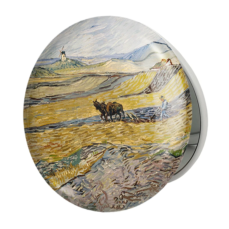 آینه جیبی خندالو طرح شخم زدن مزرعه ونسان ونگوگ (Van Gogh) مدل تاشو کد 36789