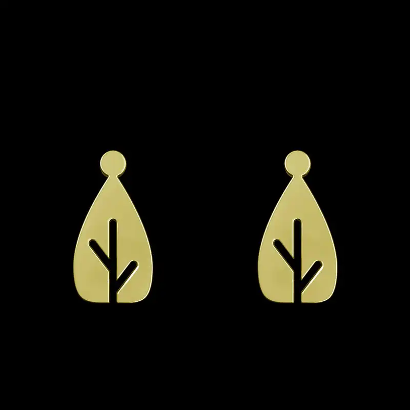 گوشواره طلا 18 عیار زنانه مدوپد مدل برگ کد GA1-15955