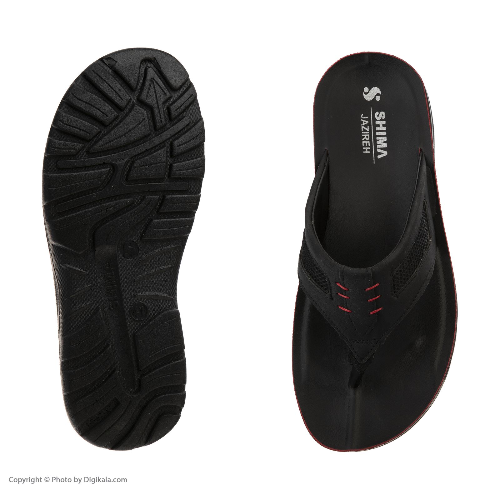دمپایی لاانگشتی مردانه کفش شیما مدل Jazire-Black-Red -  - 6