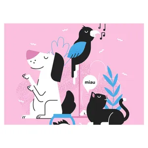 کارت پستال ماهتاب طرح حیوانات سگ گربه کلاغ کد 2168