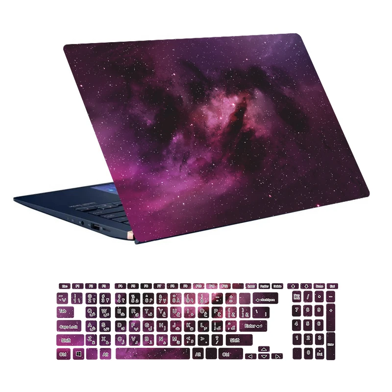 استیکر لپ تاپ توییجین و موییجین طرح Space کد 71 مناسب برای لپ تاپ 15.6 اینچ به همراه برچسب حروف فارسی کیبورد