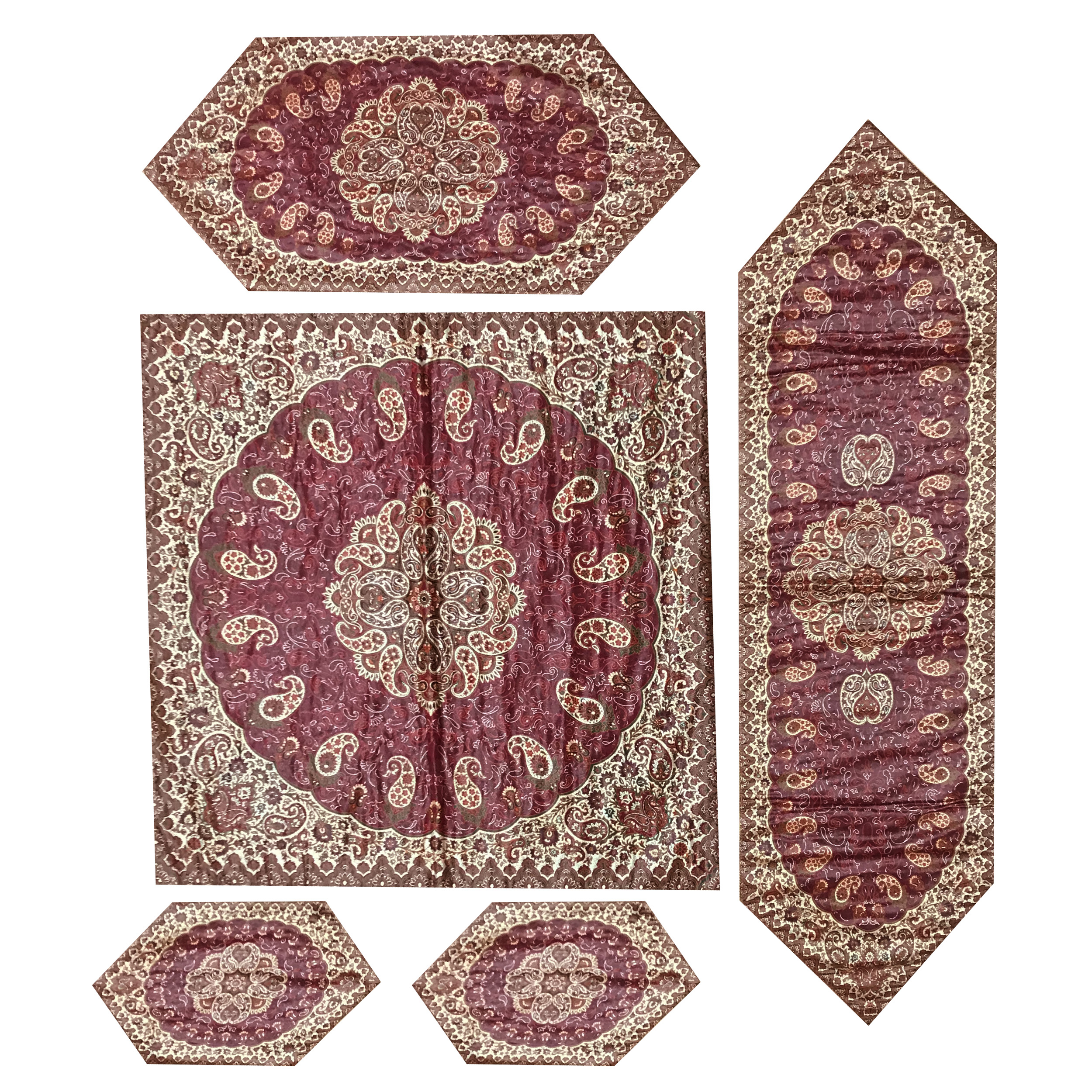 ست 5 تکه رو میزی طرح شاهپسند کد ts04