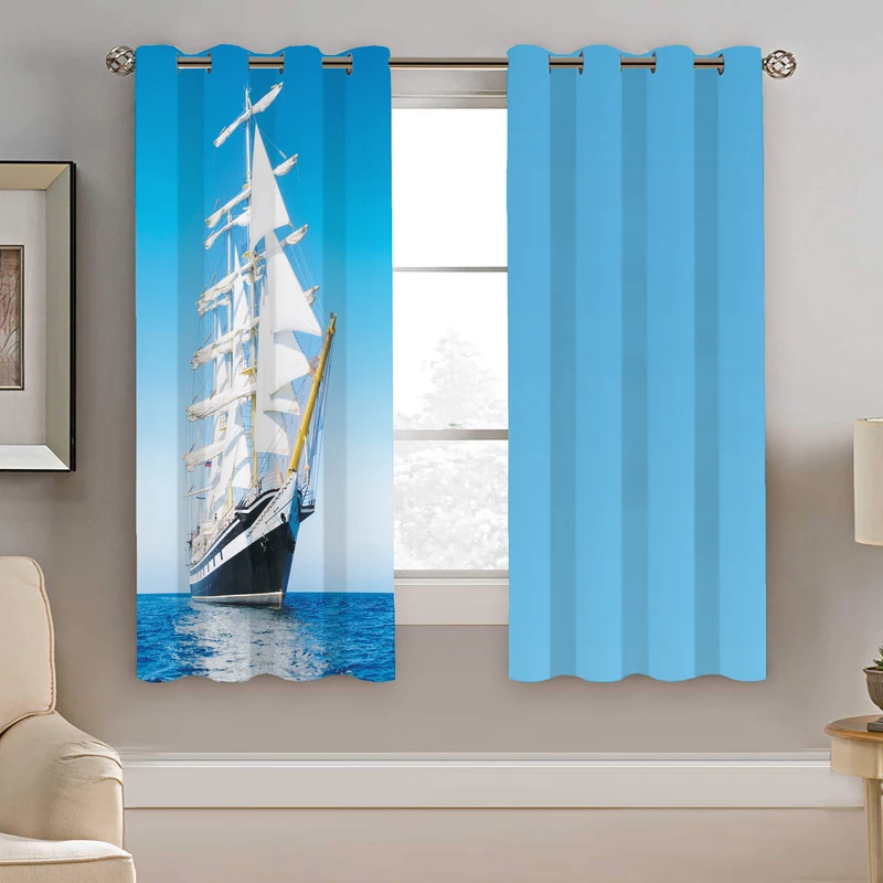 پرده نیروانا طرح کشتی مدل هازان کد 8728 سایز 140×200 سانتی متر