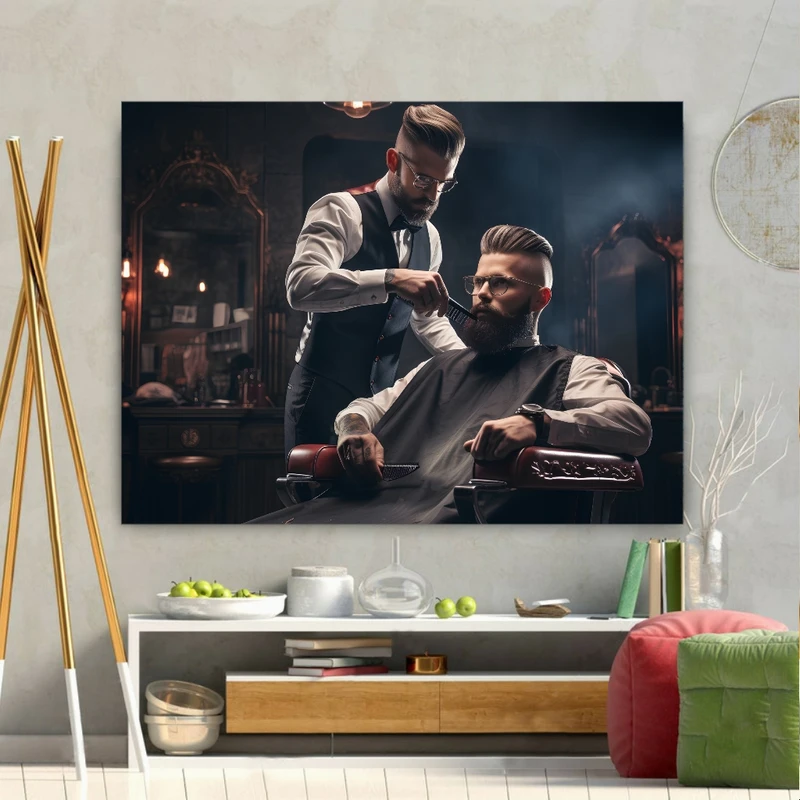 پوستر طرح مخمل آرایشگاه مردانه مدل پیرایشگر(2) کد FP105056