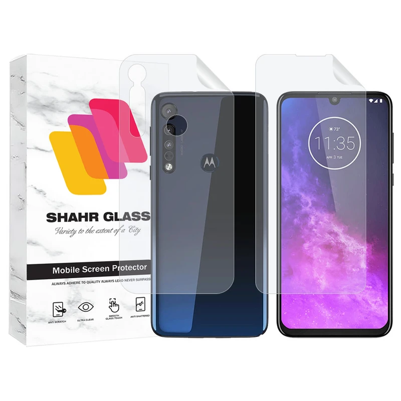 محافظ صفحه نمایش شهر گلس مدل MTNANFBSH مناسب برای گوشی موبایل موتورولا One Macro به همراه محافظ پشت گوشی