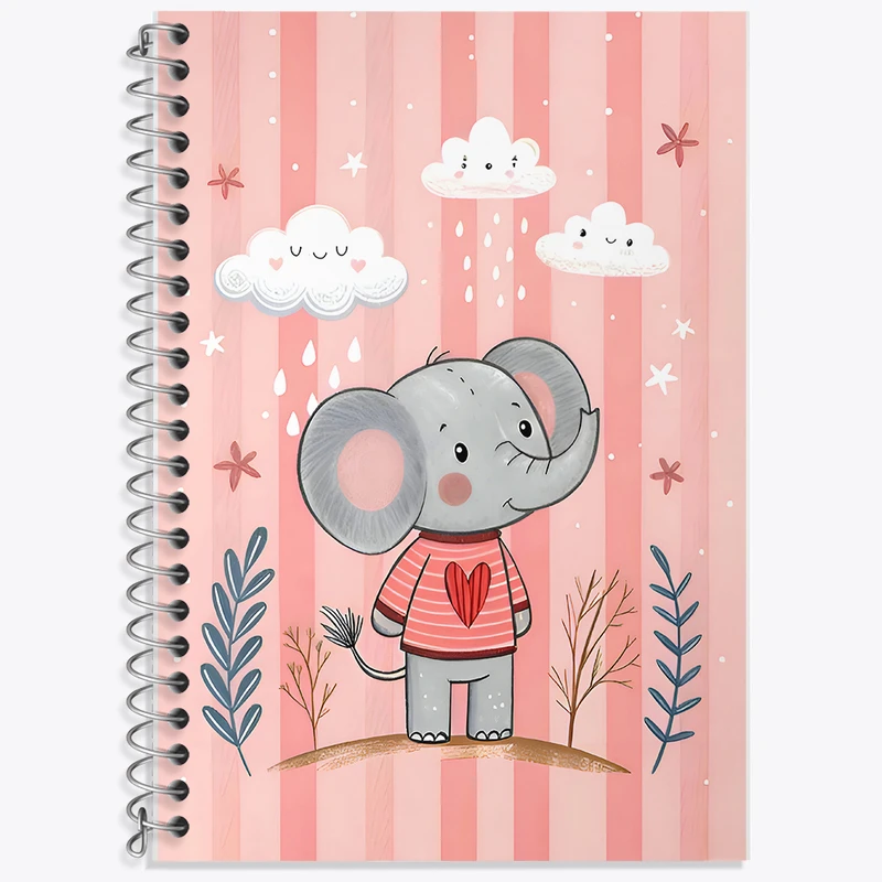 دفتر زبان 50 برگ خندالو مدل دو خط طرح فیل کوچولو کد F8048