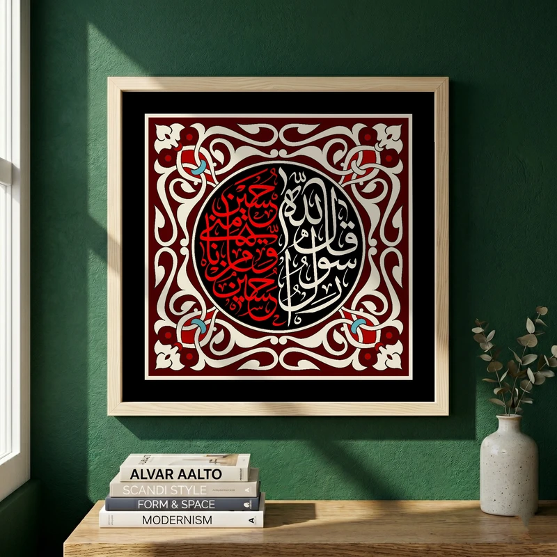 تابلو طرح حسین منی و انا من حسین مدل G14173 فریم کرم روشن