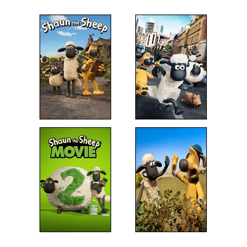 تابلو شاسي کارنيکا طرح بره ناقلا shuan the sheep کد 35408 مجموعه 4 عددی