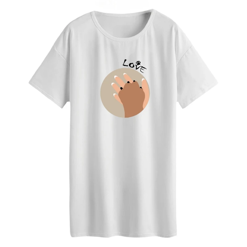 تی شرت لانگ زنانه مدل دوستدار حیوانات