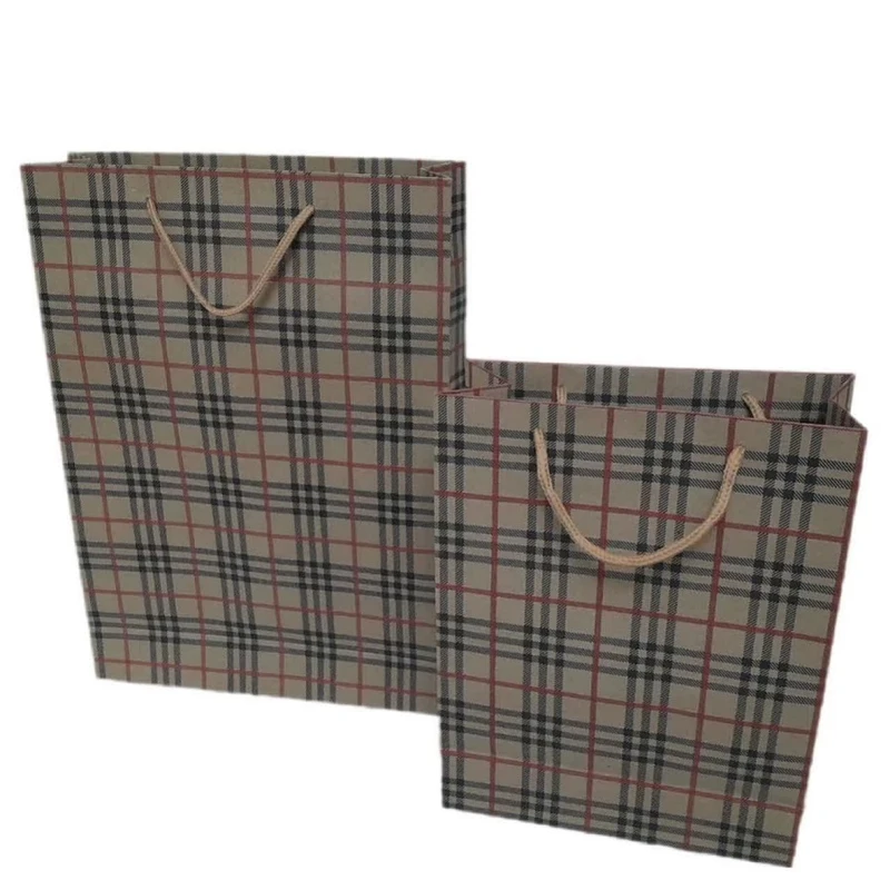 ساک هدیه مدل چهارخونه کد mah0362 مجموعه 2 عددی