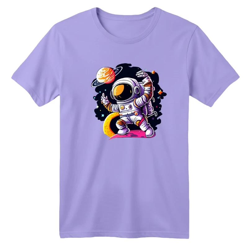 تی‌شرت آستین کوتاه لانگ یقه گرد بچگانه مدل فضانورد کد 3