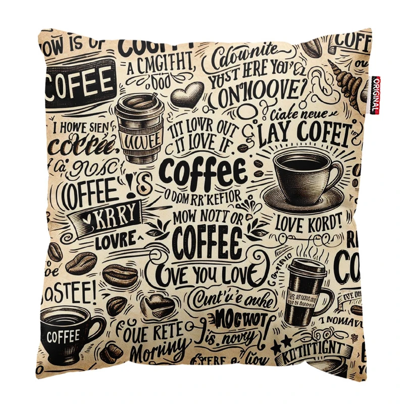  کوسن پاد آفرین طرح قهوه کافی کافه coffee کد 4056 سایز 40*40 سانتی متر