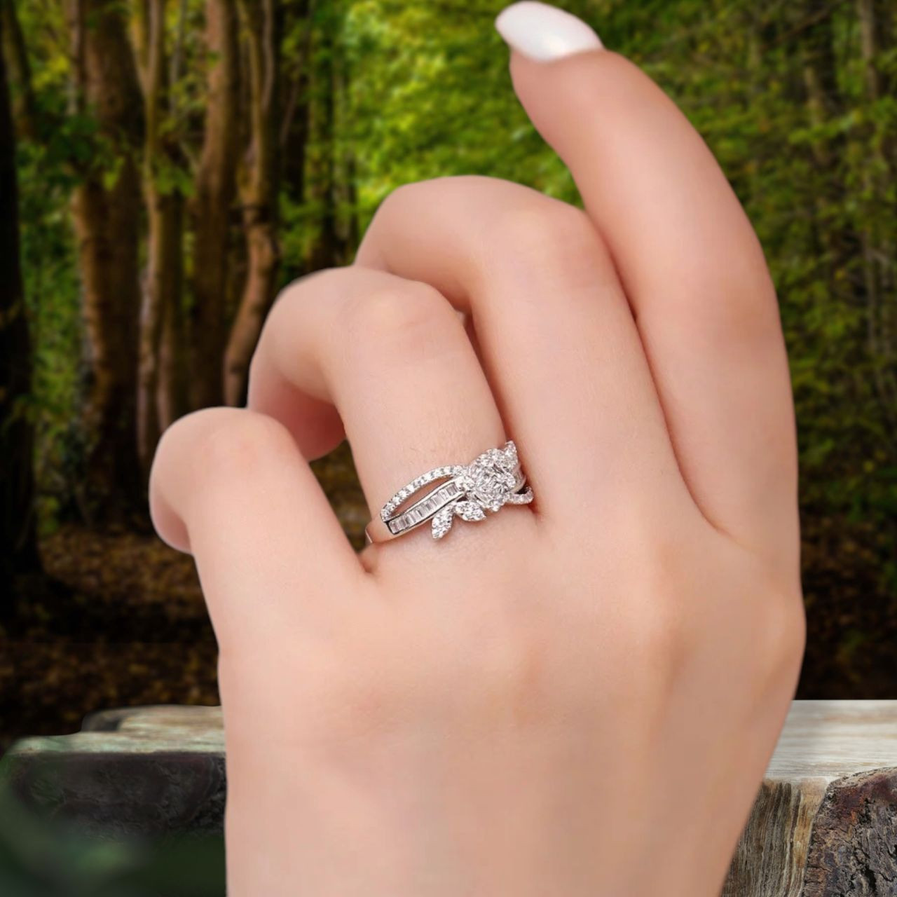 انگشتر نقره زنانه رضازاده مدل گل دار پشت باز -0101