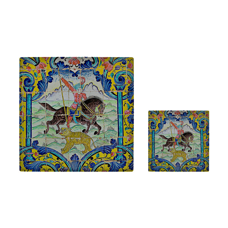 کاشی کارنیلا طرح نقاشی سنتی ایرانی مدل لوحی آویز کد kla199 مجموعه 2 عددی