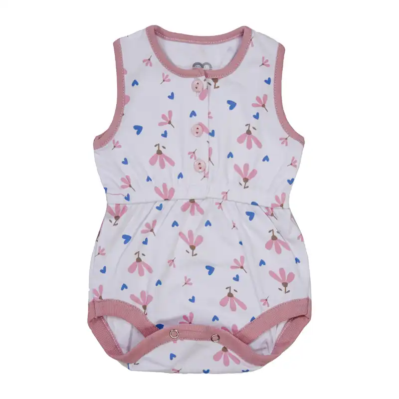 بادی نوزادی آدمک مدل قاپکدار  کد 178491 رنگ صورتی