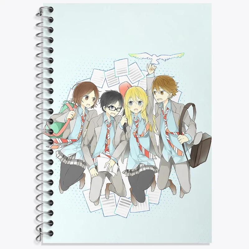 دفتر زبان 50 برگ خندالو مدل سه خط طرح انیمه دروغ تو در آوریل کد 32471