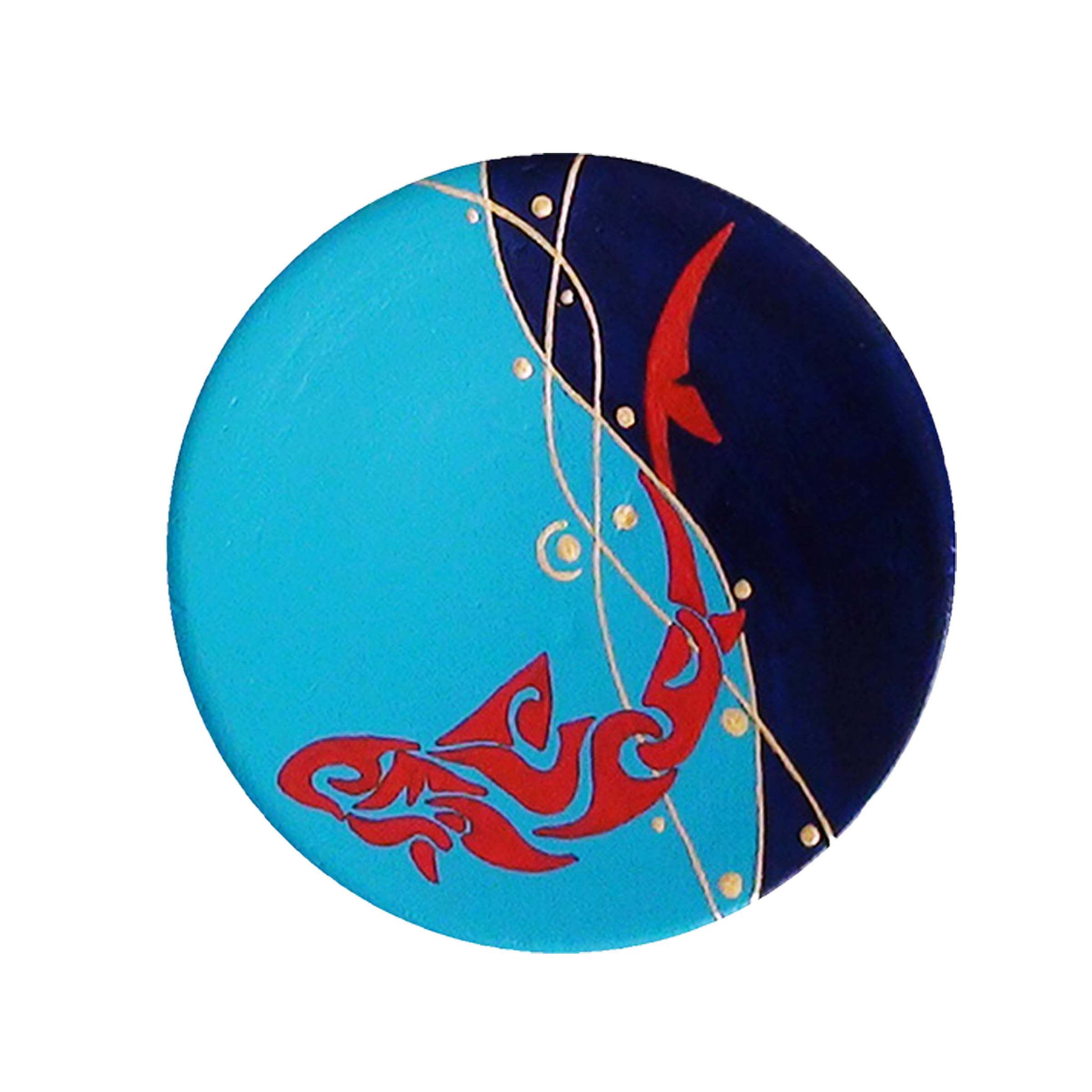 بشقاب سفالی طرح ماهی قرمز کد S 041