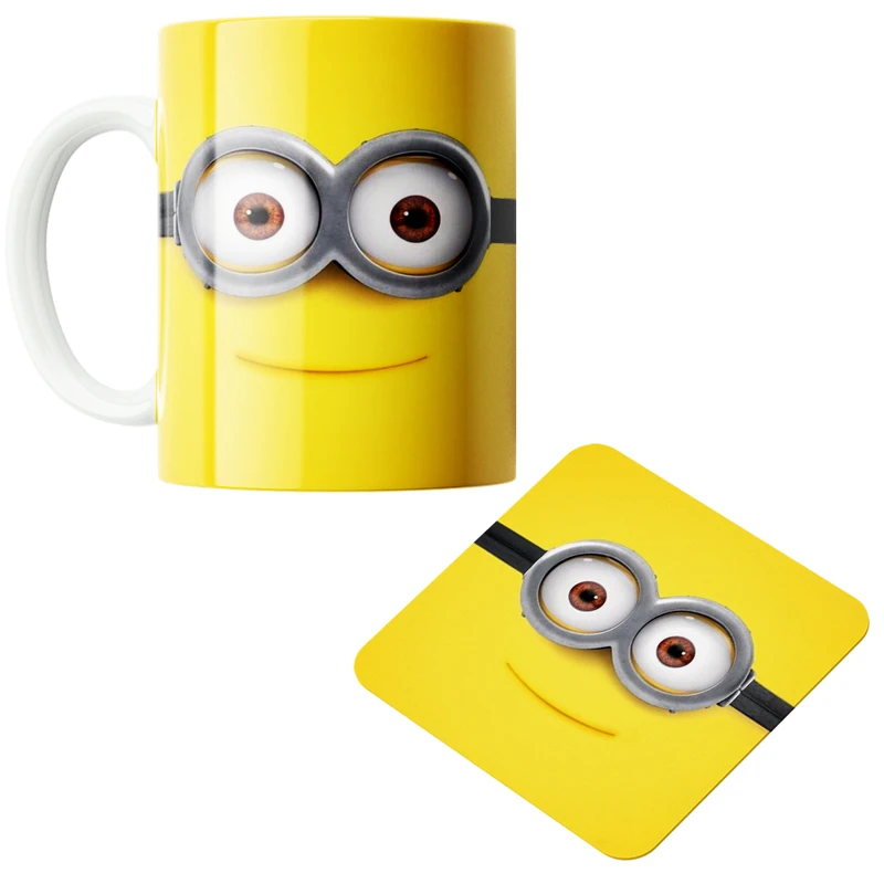 ماگ پاد آفرین مدل مینیون ها کد z242 به همراه زیر لیوانی