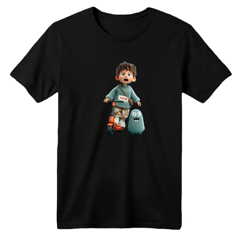 تی شرت آستین کوتاه یقه گرد بچگانه مدل پسرک و اسکوتر