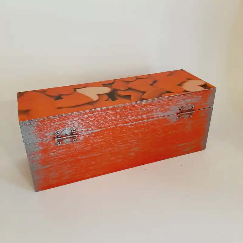 جعبه هدیه چوبی مدل فانتزی طرح قلب کد WB70