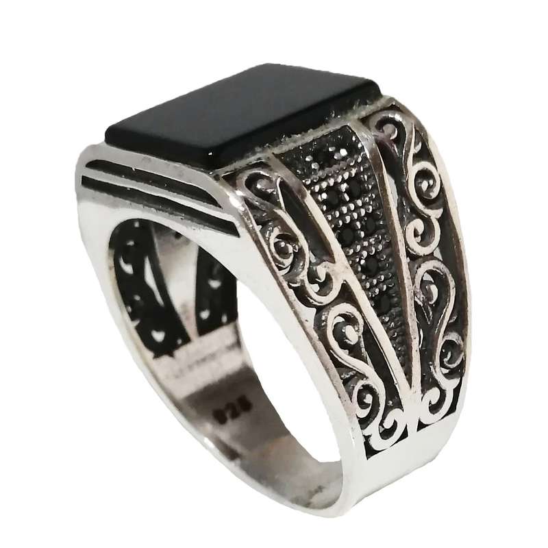 انگشتر نقره مردانه مدل عقیق اسپرت MS9014