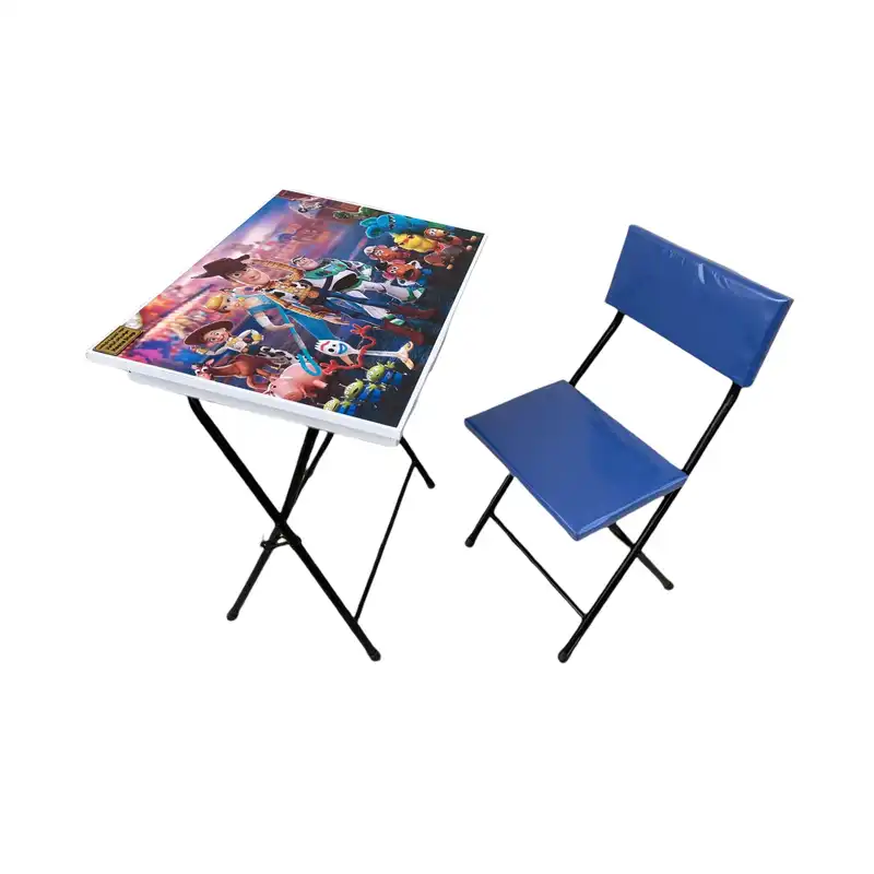 ست میز تحریر و صندلی سپهر یاس مدل تاشو و تنظیم شو طرح داستان اسباب بازی ها