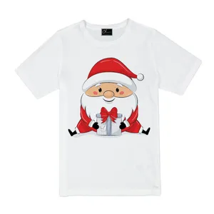 تی شرت آستین کوتاه دخترانه مدل کریسمس کد B7 رنگ سفید