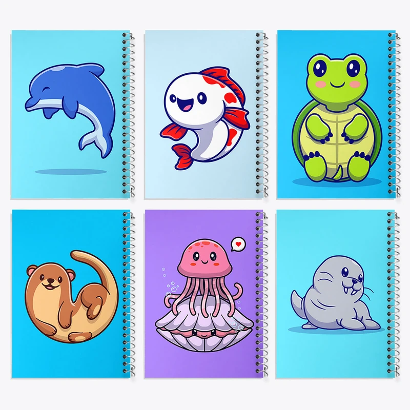 دفتر نقاشی 50 برگ خندالو طرح حیوانات بامزه کد 414 مجموعه 6 عددی