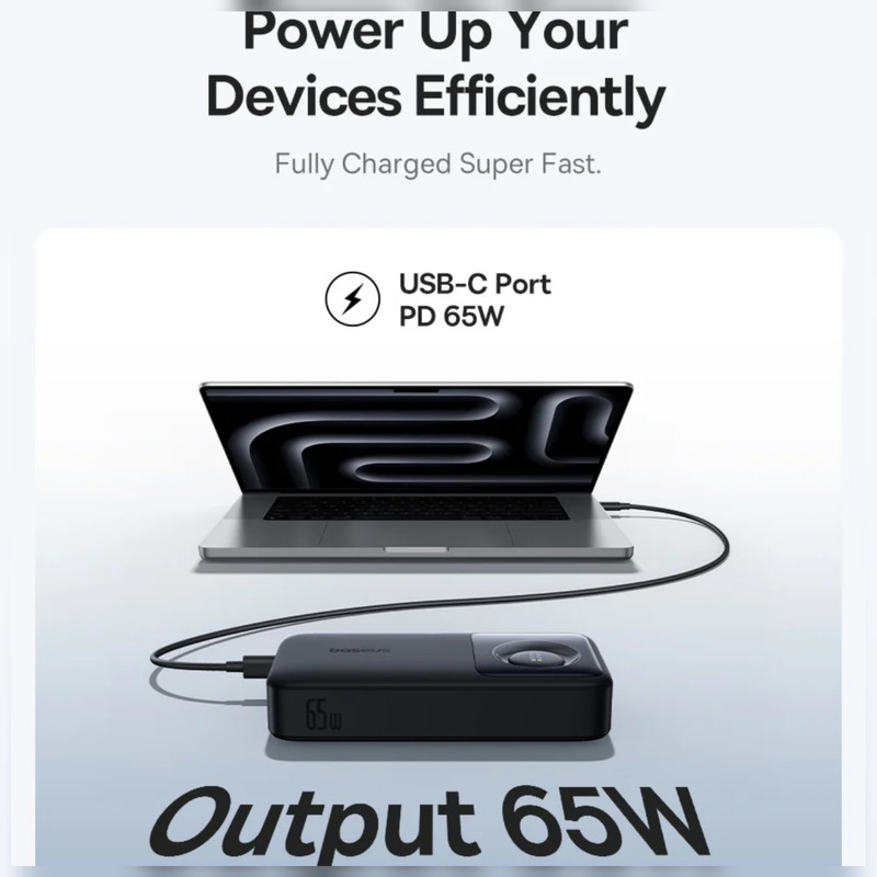 پاوربانک بیسوس مدل Free2Pull 65W ظرفیت 20000 میلی آمپر ساعت به همراه کابل USB-C
