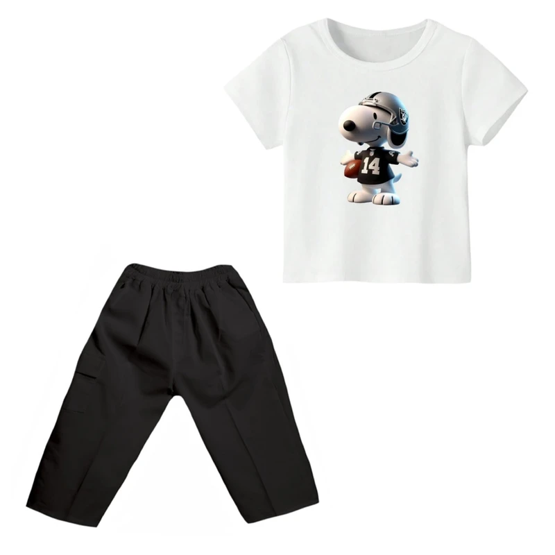 ست تی شرت و شلوارک پسرانه مدل اسنوپی کد ۵۴