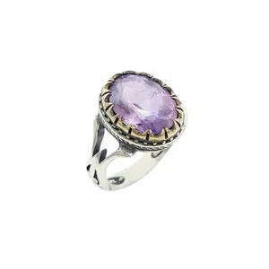 انگشتر نقره مردانه مدل آمیتیست آفریقایی کد 81674