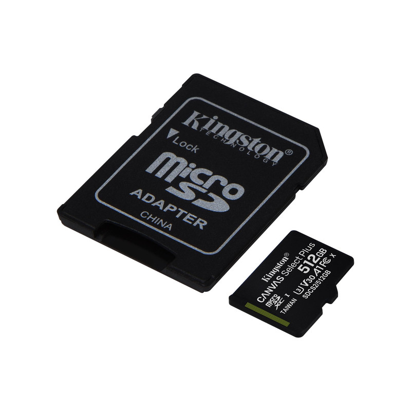 کارت حافظه microSDXC کینگستون مدل CANVAS کلاس 10 استاندارد UHS-1 U3 سرعت 100MBps ظرفیت 512 گیگابایت همراه با آداپتور SD