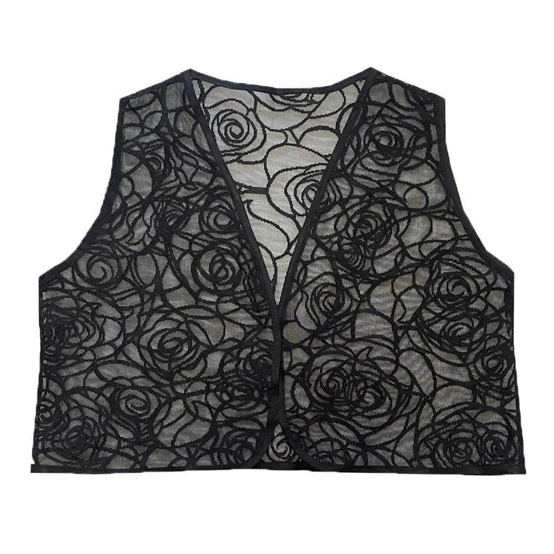 جلیقه رسمی زنانه مدل توری مجلسی طرح گل رز کد 003