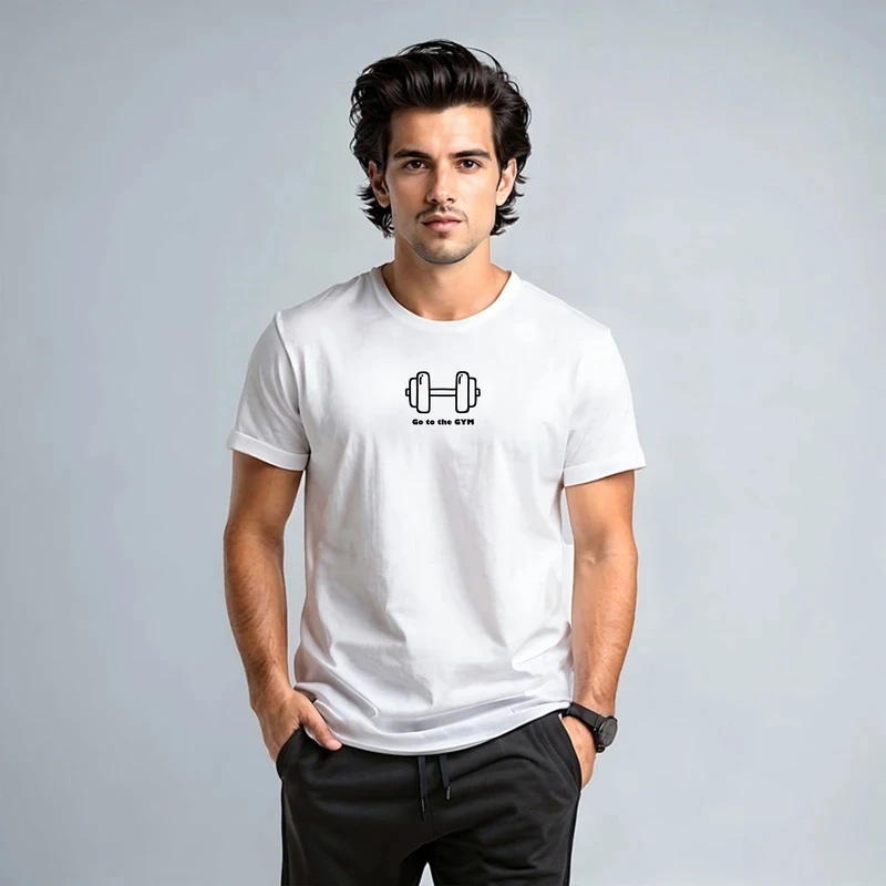 تی‌شرت آستین کوتاه یقه گرد مردانه مدل Go to the GYM  کد WH.2050