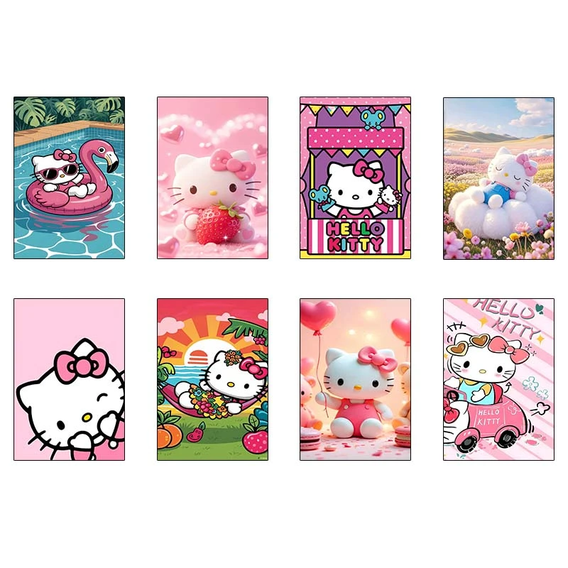 پوستر کارنيکا طرح هلو کیتی hello kitty کد 74894 مجموعه 8 عددی