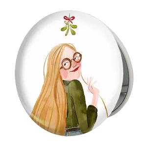 آینه جیبی خندالو طرح دخترونه مدل تاشو کد 6099 