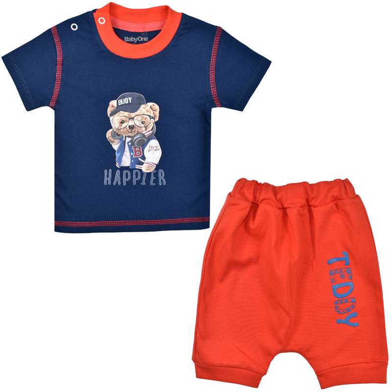 ست تی شرت و شلوارک نوزادی بی بی وان مدل تدی کد 5