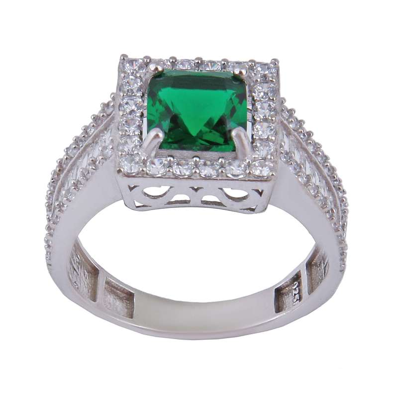 انگشتر نقره زنانه بازرگانی میلادی مدل سنگ کوارتز نگین برلیان بدون ریزش ابکاری رادیوم کد AWR_1530