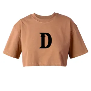 کراپ‌تاپ آستین کوتاه زنانه مدل حرف D کد L222 K