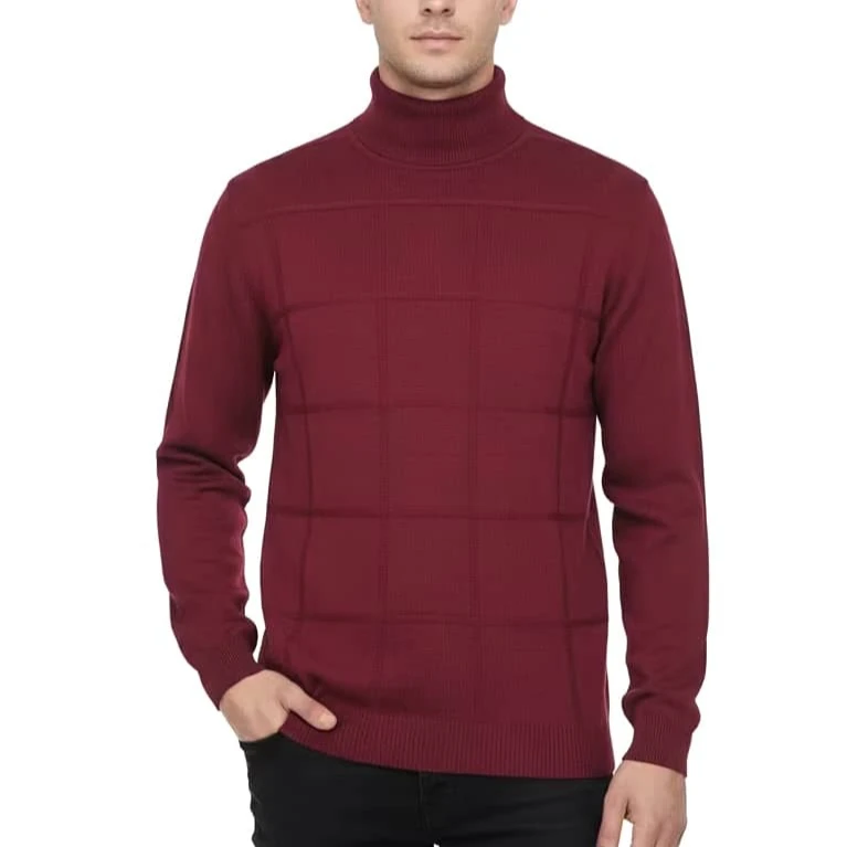 پلیور یقه اسکی مردانه مدل چهارخانه کد 15