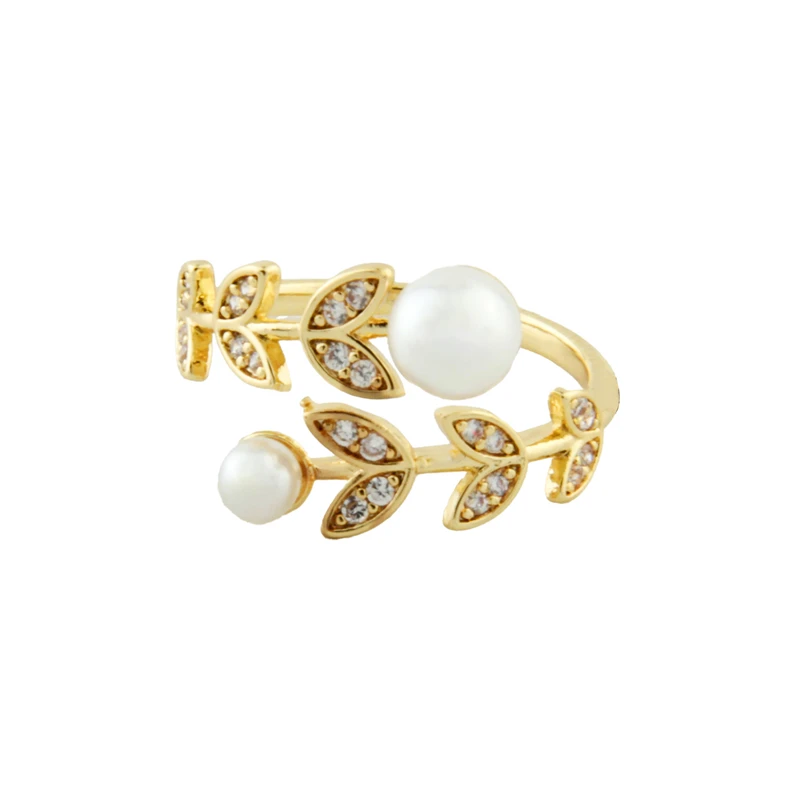 انگشتر زنانه مدل برگ مرواریدی کد 1956