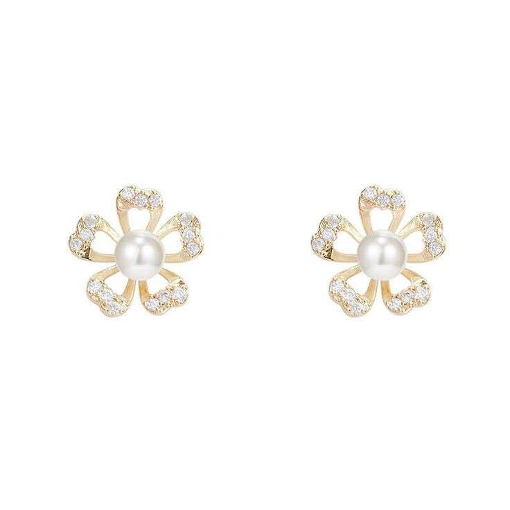 گوشواره طلا 18 عیار زنانه قیراط طرح گل کد GH3685