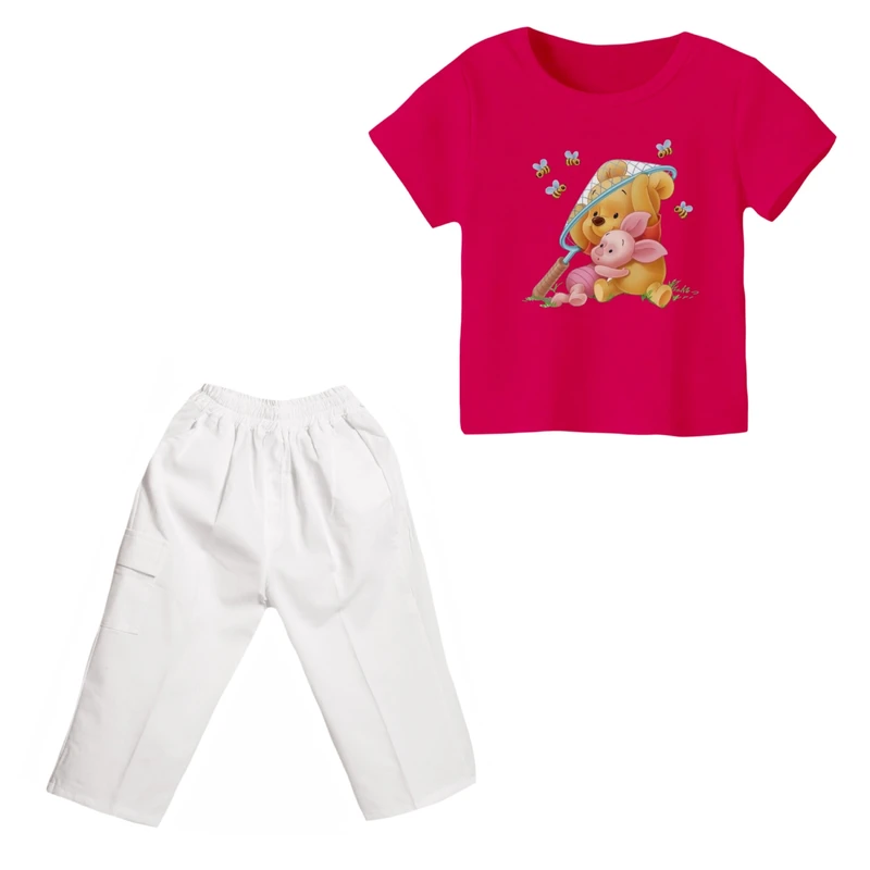 ست تی شرت و شلوارک دخترانه مدل پو کد ۶۱