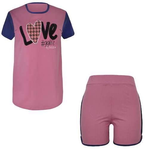 ست تی شرت و شلوارک زنانه مدل 358935527